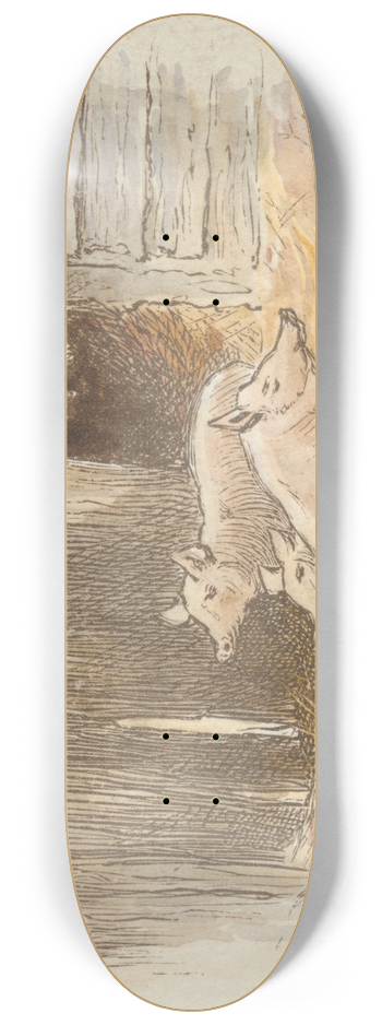 Alfred W. Cooper - The Farmyard (tail piece) 8.25 inch art skate deck