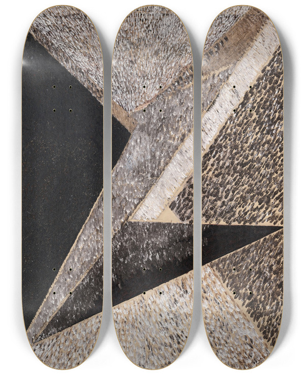 Triptych art skateboard deck of Alexander Drewin Suprematism Formerlyabstraction by Alexander Drewin (1889-1938)