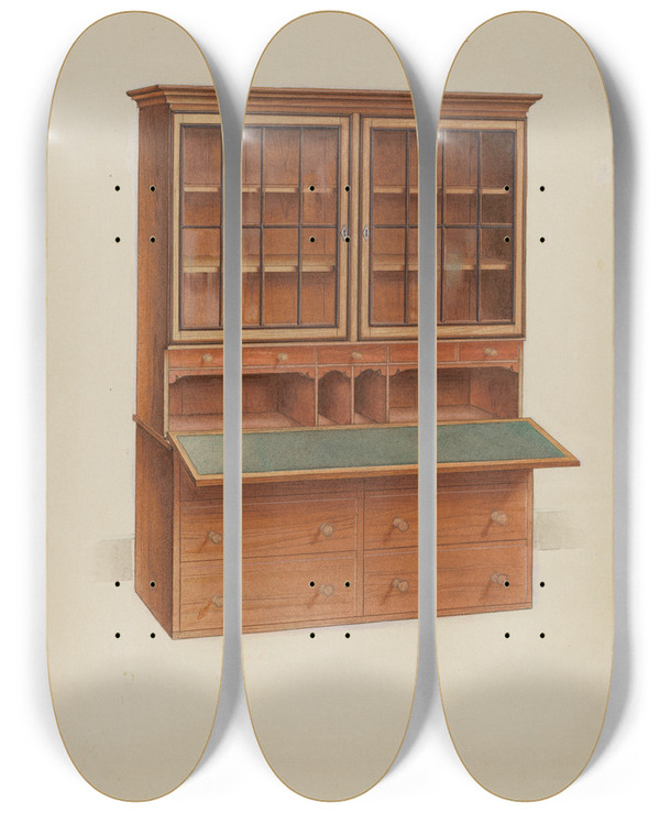 Triptych art skateboard deck of Irving I Smith Secretary_2 by Irving I Smith