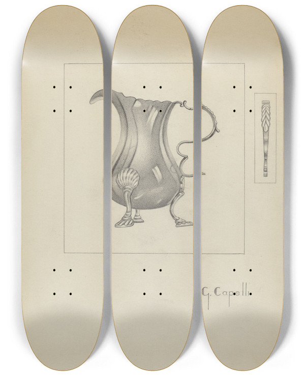 Triptych art skateboard deck of Giacinto Capelli Silver Creamer_2 by Giacinto Capelli (20-)