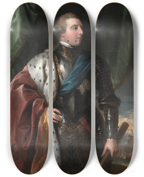 Triptych art skateboard deck of Benjamin West George Iii by Benjamin West (1738-1820)
