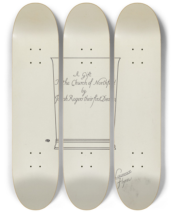 Triptych art skateboard deck of Lawrence Flynn Silver Beaker_2 by Lawrence Flynn (1900-1973)