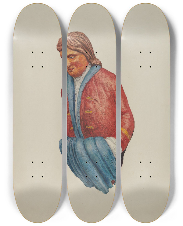Triptych art skateboard deck of Jane Iverson Figurehead by Jane Iverson