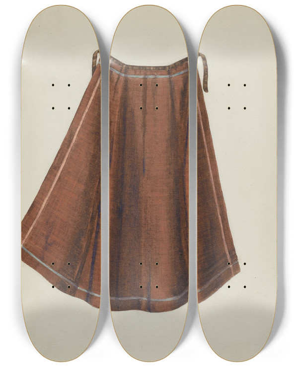 Triptych art skateboard deck of Lucille Chabot Shaker Work Apron by Lucille Chabot