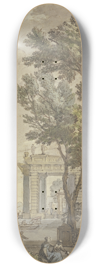 Isaac de Moucheron - Antique seaport 8.25 inch art skate deck
