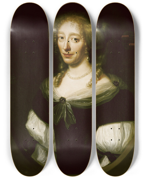 Triptych art skateboard deck of Wallerant Vaillant Jacoba Bicker 16401695 by Wallerant Vaillant (1623-1677)