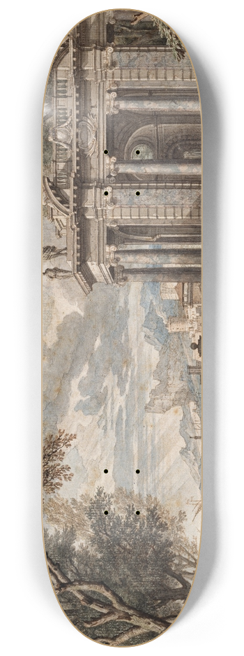 Isaac de Moucheron - Arcadisch landschap 8.25 inch art skate deck