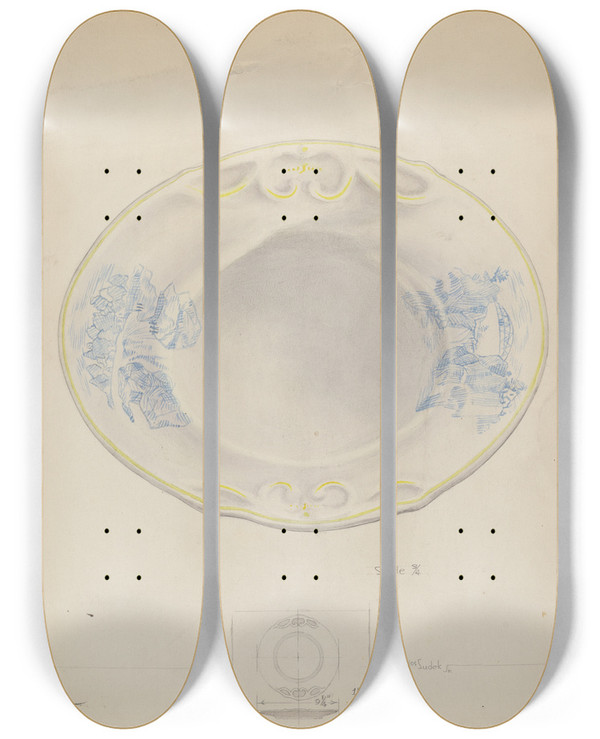 Triptych art skateboard deck of Joseph Sudek Platter_2 by Joseph Sudek