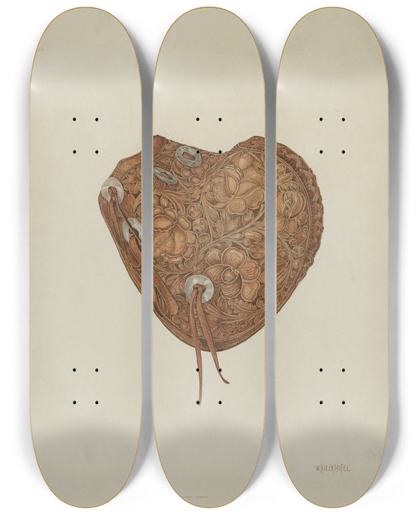 Triptych art skateboard deck of William Kieckhofel Stirrup_1 by William Kieckhofel (20-)