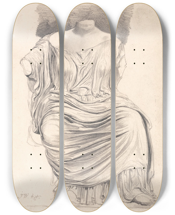 Triptych art skateboard deck of James Ward Study Of Sculpture From The Elgin Marbles by James Ward (1769-1859)