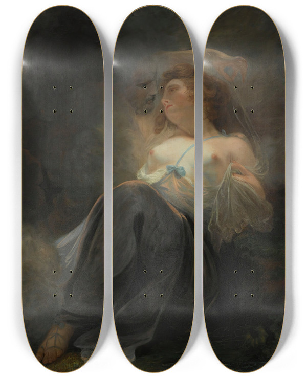 Triptych art skateboard deck of John Hoppner Jupiter And Io by John Hoppner (1758-1810)