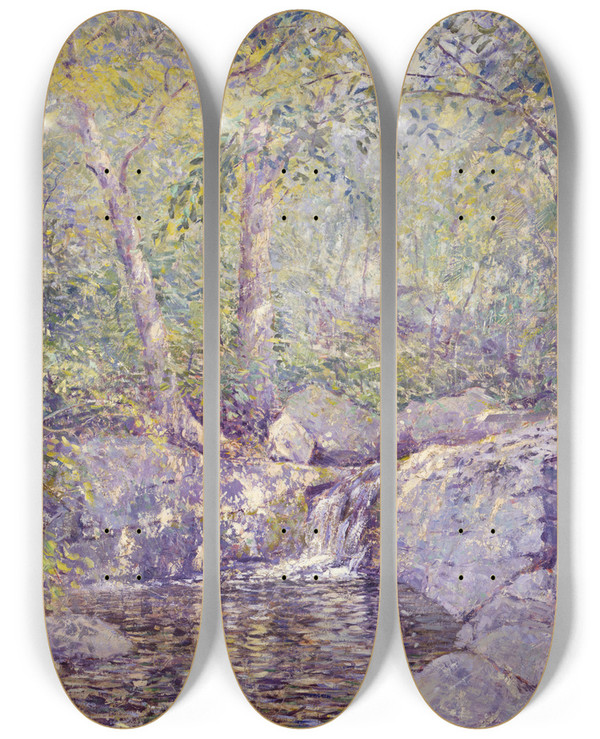 Triptych art skateboard deck of Addison Thomas Millar The Waterfall by Addison Thomas Millar (1860-1913)