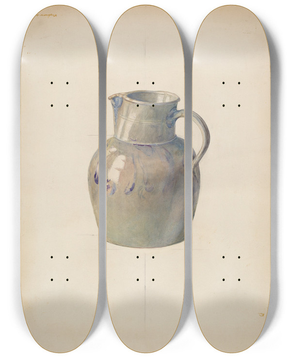 Triptych art skateboard deck of Samuel Philpot Jug by Samuel Philpot