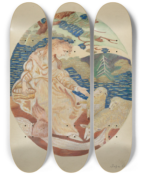 Triptych art skateboard deck of John Oster Textile by John Oster
