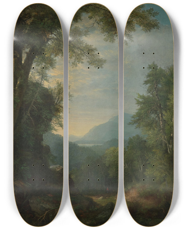 Triptych art skateboard deck of Asher Brown Durand Landscape by Asher Brown Durand (1796-1886)