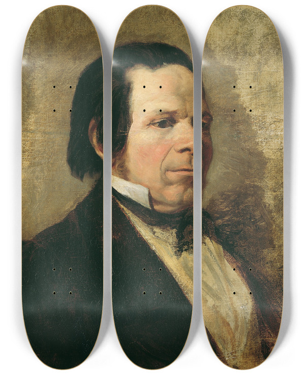 Triptych art skateboard deck of Josef Danhauser Portrt Eines Mannes by Josef Danhauser (1805-1845)