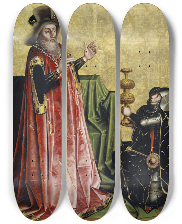 Triptych art skateboard deck of Konrad Witz Abishai Before David by Konrad Witz (1410-1446)