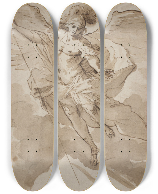 Triptych art skateboard deck of Pietro Testa Rkeenglen Mikael by Pietro Testa (1612-1650)