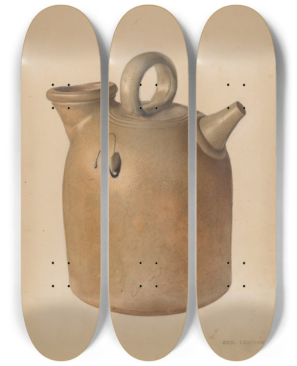 Triptych art skateboard deck of George Loughridge Water Jug by George Loughridge (20-)