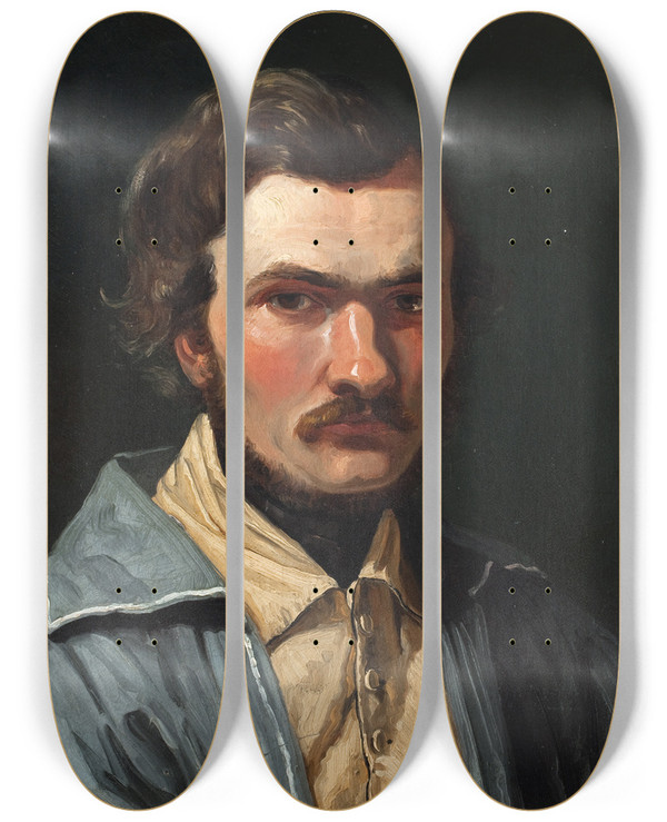 Triptych art skateboard deck of P C Skovgaard The Painter Jth Lundbye by P C Skovgaard (1817-1875)