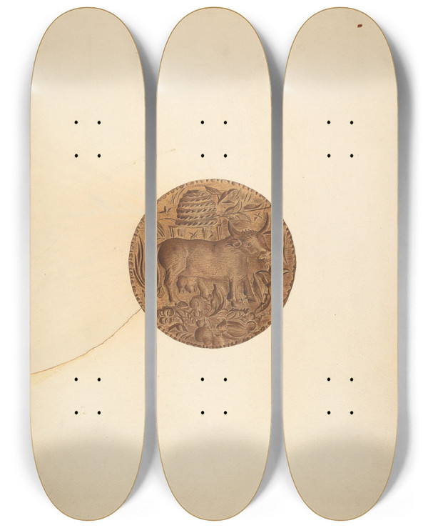 Triptych art skateboard deck of Michael Riccitelli Butter Mold by Michael Riccitelli