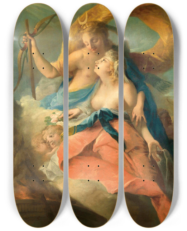 Triptych art skateboard deck of French School Diana Saving Iphigenia by French School (16-19-)
