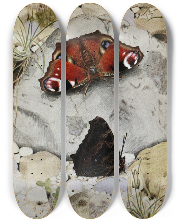 Triptych art skateboard deck of Paulandre Robert Le Paondejour by Paul-Andre Robert (1901-1977)