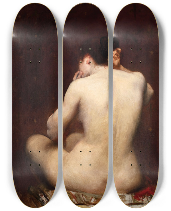 Triptych art skateboard deck of Eliseu Visconti Dorso De Mulher by Eliseu Visconti (1866-1944)