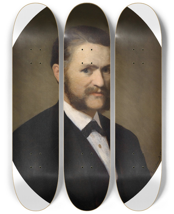 Triptych art skateboard deck of Eduard Charlemont Portrt Eines Herrn by Eduard Charlemont (1848-1906)
