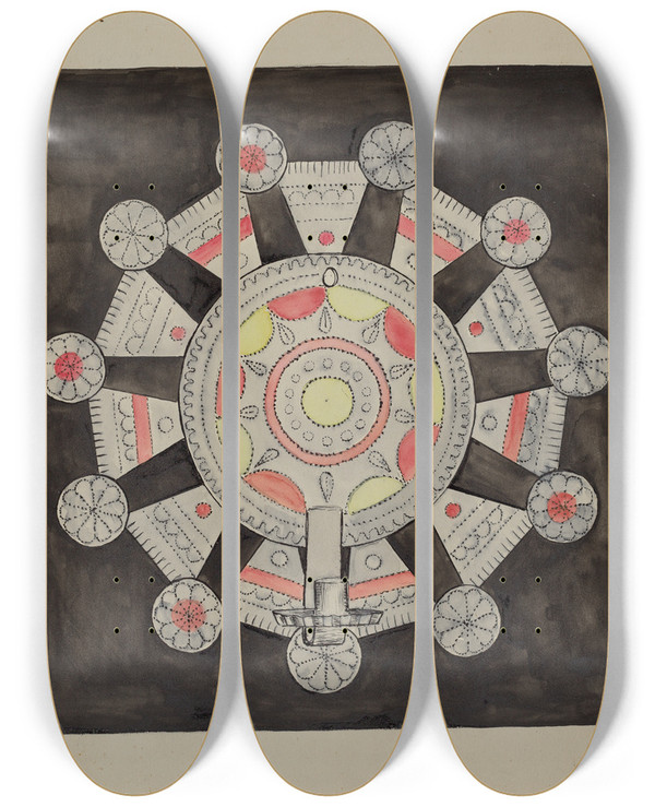 Triptych art skateboard deck of American 20Th Century Sconce by American 20Th Century