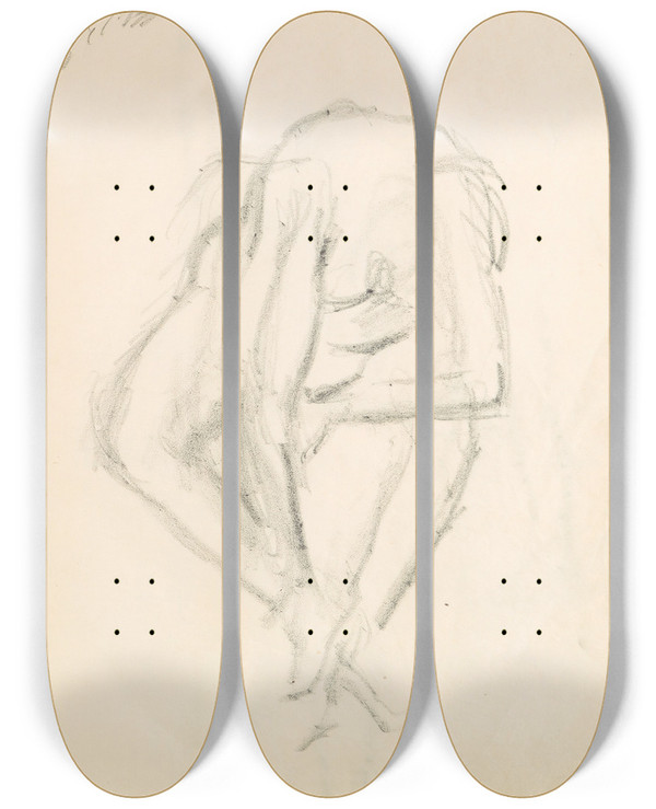 Triptych art skateboard deck of Edgar Degas Figure Studies 2 by Edgar Degas (1834-1917)