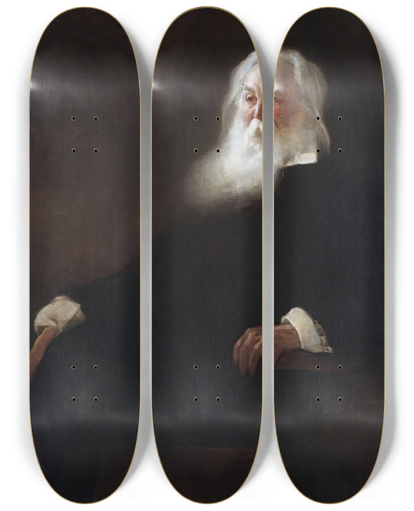 Triptych art skateboard deck of John White Alexander Walt Whitman by John White Alexander (1856-1915)