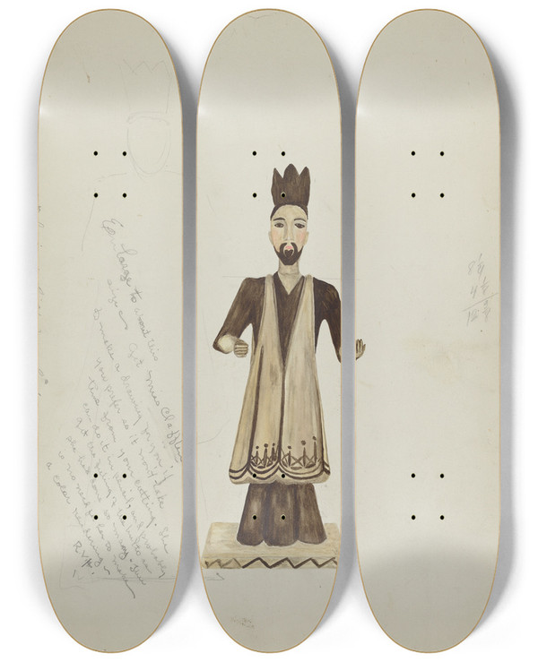 Triptych art skateboard deck of American 20Th Century Bulto_2 by American 20Th Century