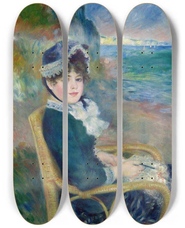 Triptych art skateboard deck of Pierreauguste Renoir By The Seashore by Pierre-Auguste Renoir (1841-1919)