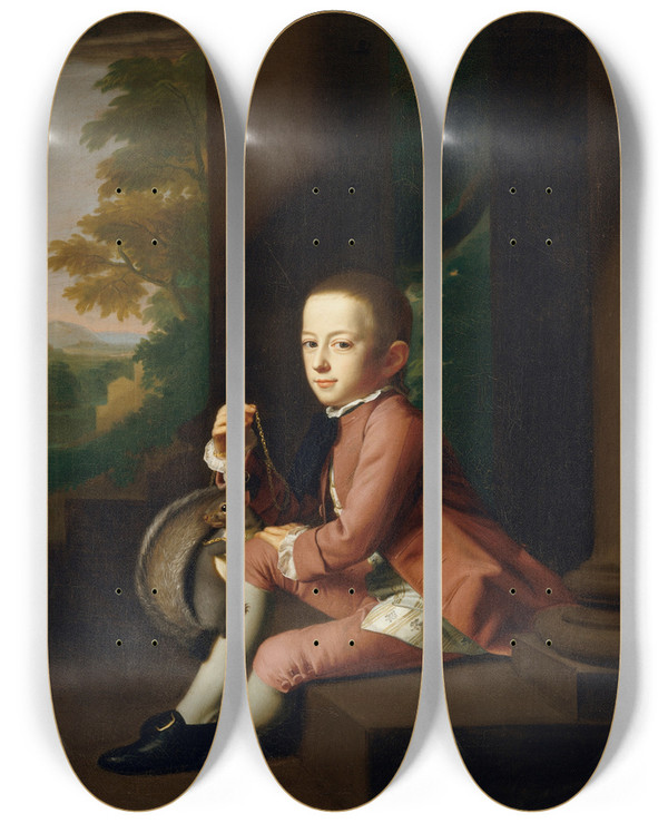 Triptych art skateboard deck of John Singleton Copley Daniel Crommelin Verplanck by John Singleton Copley (1738-1815)