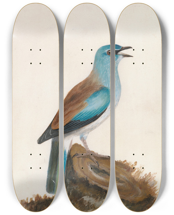 Triptych art skateboard deck of William Lewin Garrulous Roller by William Lewin