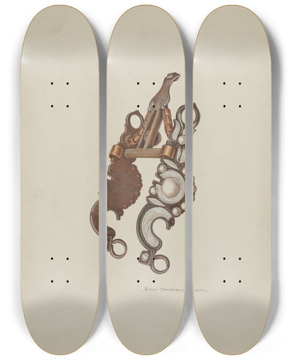 Triptych art skateboard deck of Rose Campbellgerke Spade Bit_2 by Rose Campbell Gerke (1882)