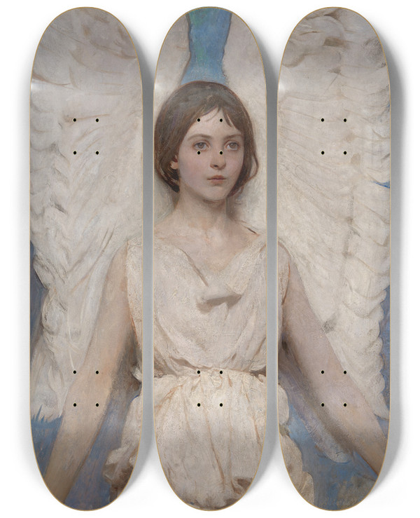 Triptych art skateboard deck of Abbott Handerson Thayer Angel by Abbott Handerson Thayer (1849-1921)