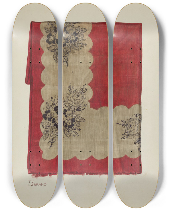 Triptych art skateboard deck of Joseph Lubrano Printed Textile_1 by Joseph Lubrano