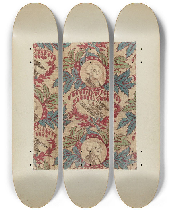 Triptych art skateboard deck of Joseph Lubrano Historical Printed Textile_1 by Joseph Lubrano