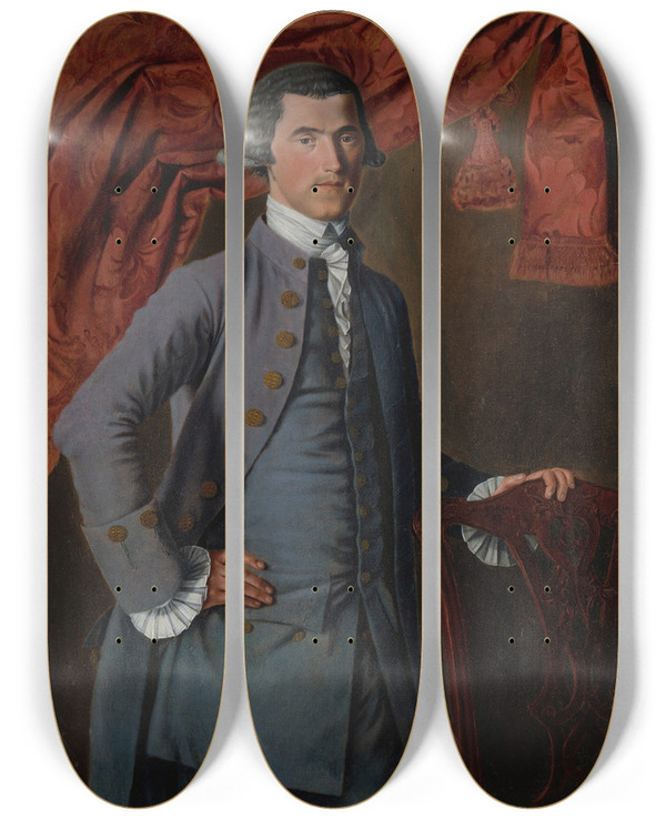 Triptych art skateboard deck of John Mare Jeremiah Platt by John Mare (1739-1800)