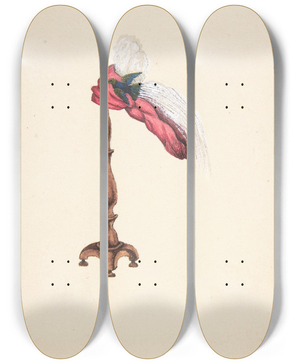 Triptych art skateboard deck of Auguste Flix A Hat On A Stand_1 by Auguste Felix (1860)