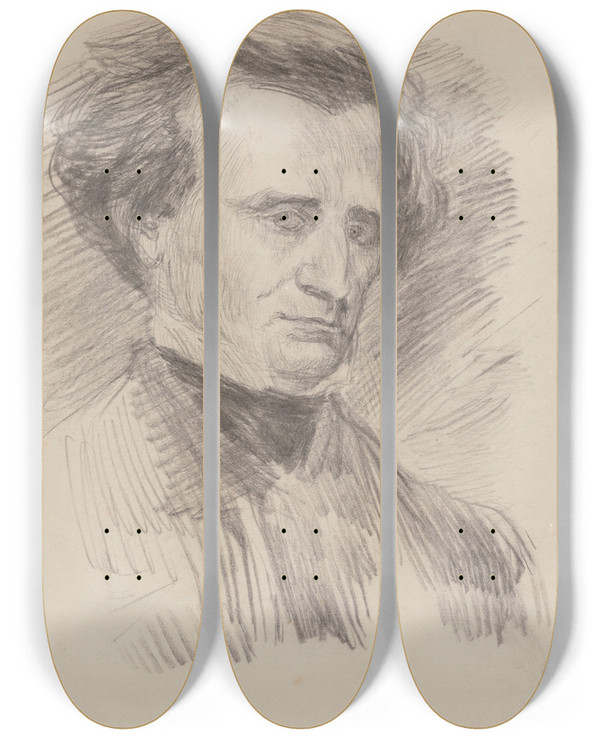 Triptych art skateboard deck of James Ensor The Composer Hector Berlioz by James Ensor (1860-1949)
