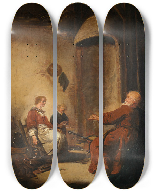 Triptych art skateboard deck of Benjamin Gerritsz Cuyp Der Prophet Elias Im Hause Der Witwe Von Sarepta by Benjamin Gerritsz Cuyp (1612-1652)