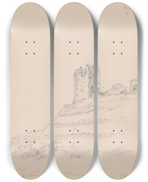 Triptych art skateboard deck of James Moore Kendal Castle England by James Moore (1762-1799)