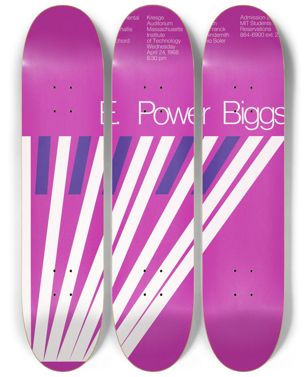 Triptych art skateboard deck of Dietmar Winkler E Power Biggs by Dietmar Winkler (1938)