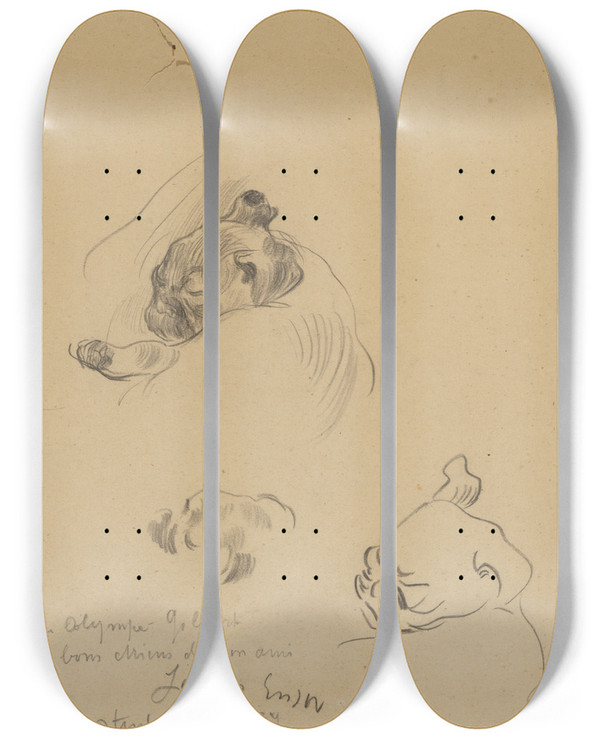 Triptych art skateboard deck of James Ensor De Honden by James Ensor (1860-1949)