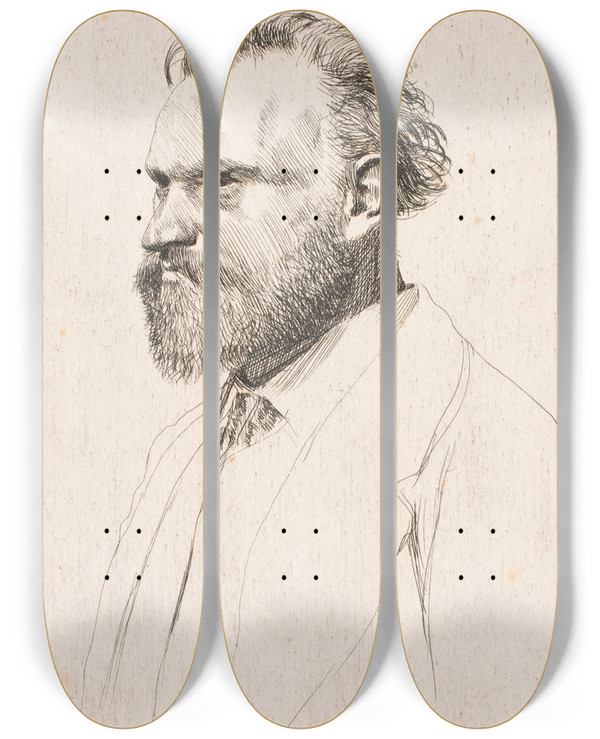 Triptych art skateboard deck of Edgar Degas Edouard Manet Bustlenght Portrait by Edgar Degas (1834-1917)