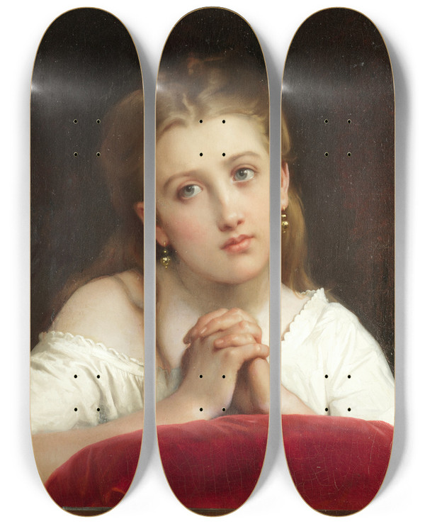 Triptych art skateboard deck of Lonjeanbasile Perrault Les Prires by Lon-Jean-Basile Perrault (1832-1908)