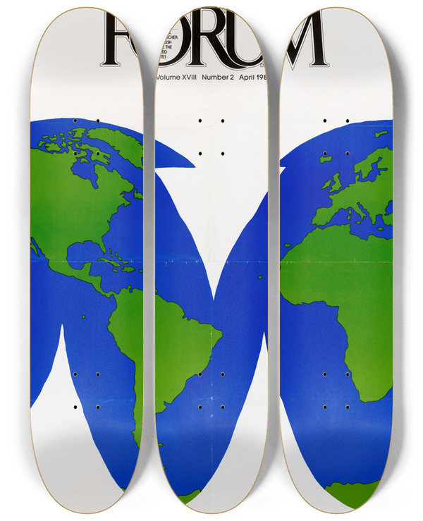 Triptych art skateboard deck of Us Information Agency Forum English Teaching Forum by U S Information Agency (1953-1999)